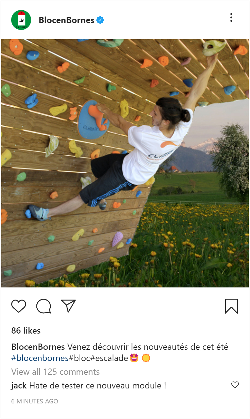 Mockup de Post Instagram d'une entreprise de mur d'escalade itinérant