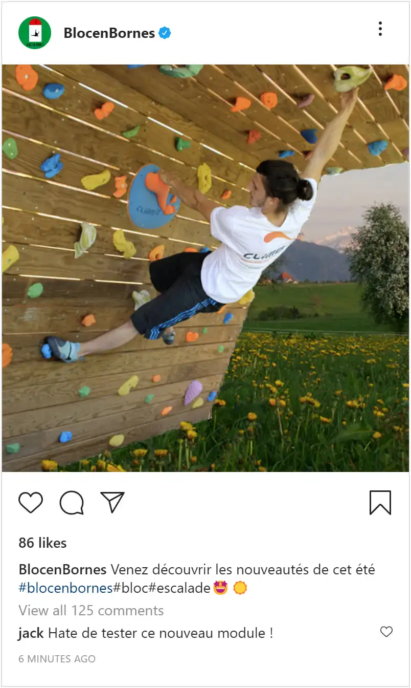 Mockup de Post Instagram d'une entreprise de mur d'escalade itinérant